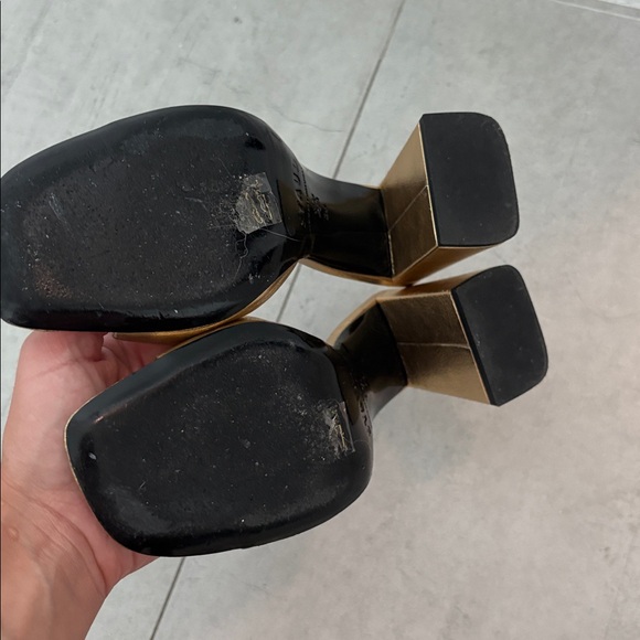 Staud Sloane Gold Heels - Picture 2 of 5